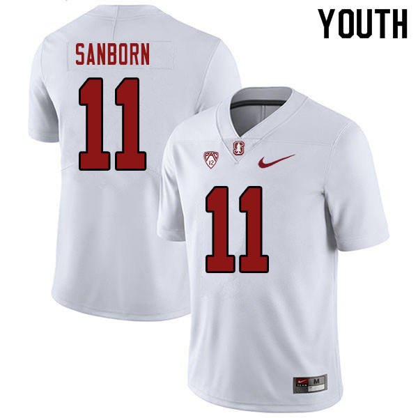 Youth #11 Ryan Sanborn Stanford Cardinal College Football Jerseys Sale-White - Click Image to Close